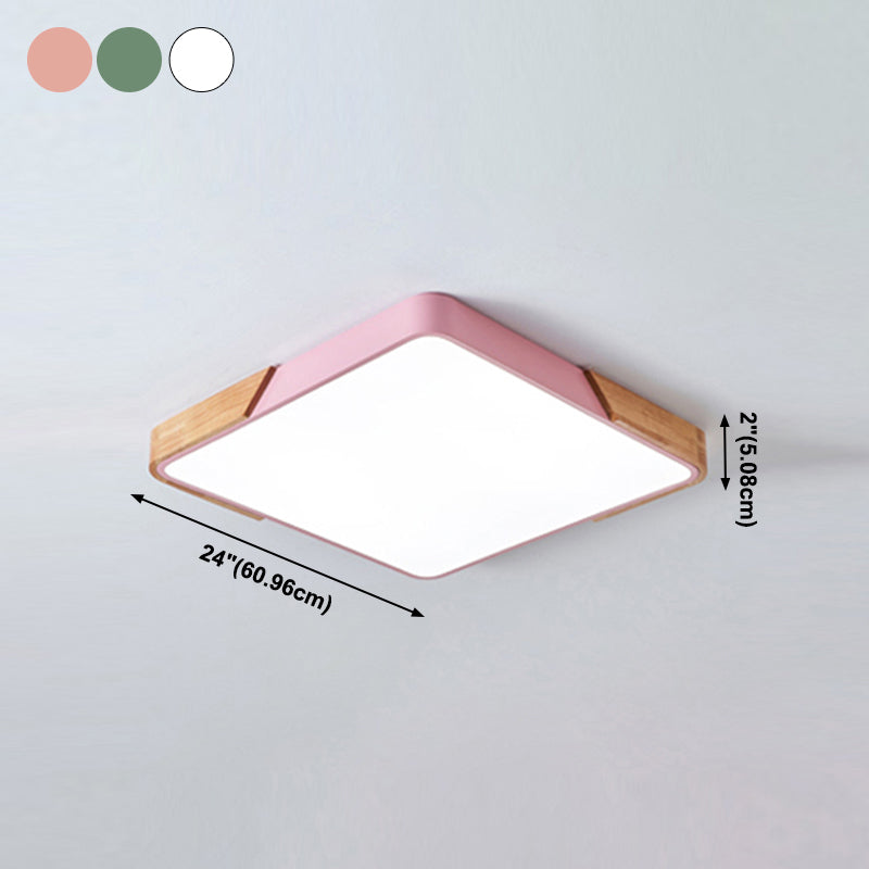 Geometry Shape LED Ceiling Lamp Macaroon Modern Simple Style Iron 1 Light Flush Mount for  Study