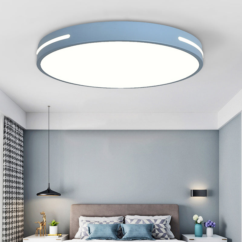 Round Shape LED Ceiling Lamp Macaroon Modern Simple Style Iron 1 Light Flush Mount