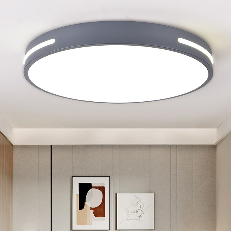 Round Shape LED Ceiling Lamp Macaroon Modern Simple Style Iron 1 Light Flush Mount