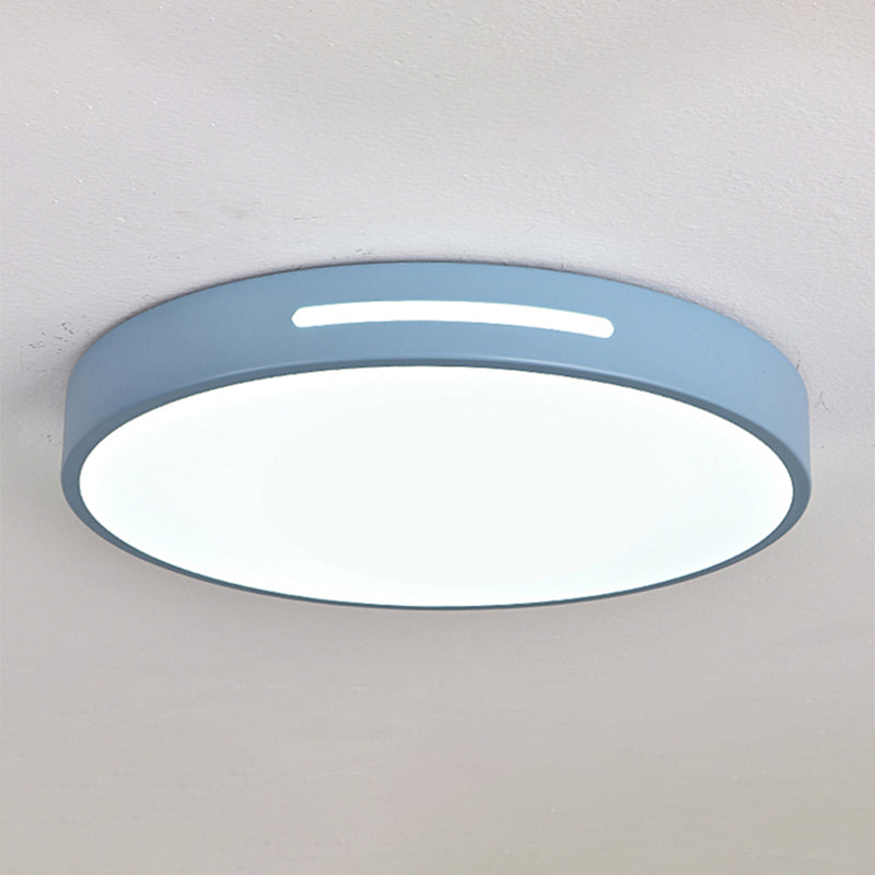 Round Shape LED Ceiling Lamp Macaroon Modern Simple Style Iron 1 Light Flush Mount