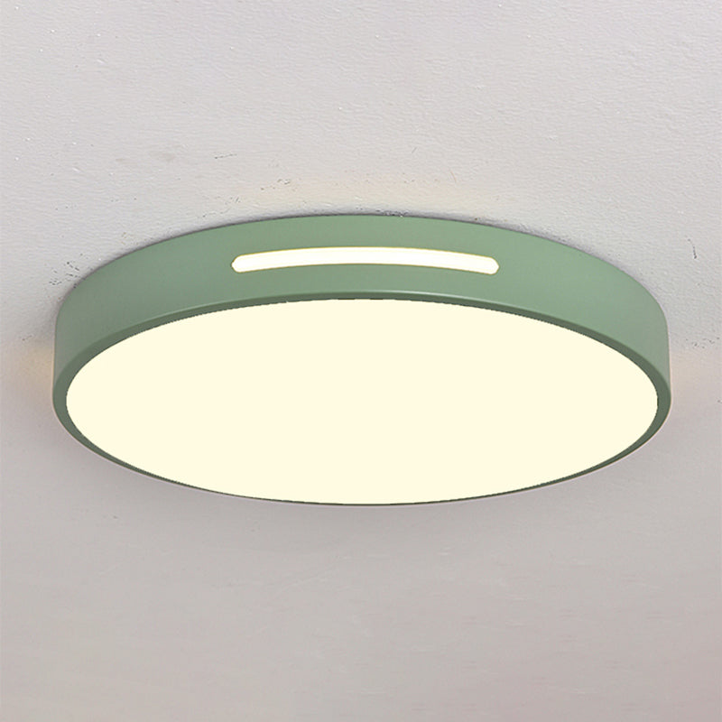 Round Shape LED Ceiling Lamp Macaroon Modern Simple Style Iron 1 Light Flush Mount