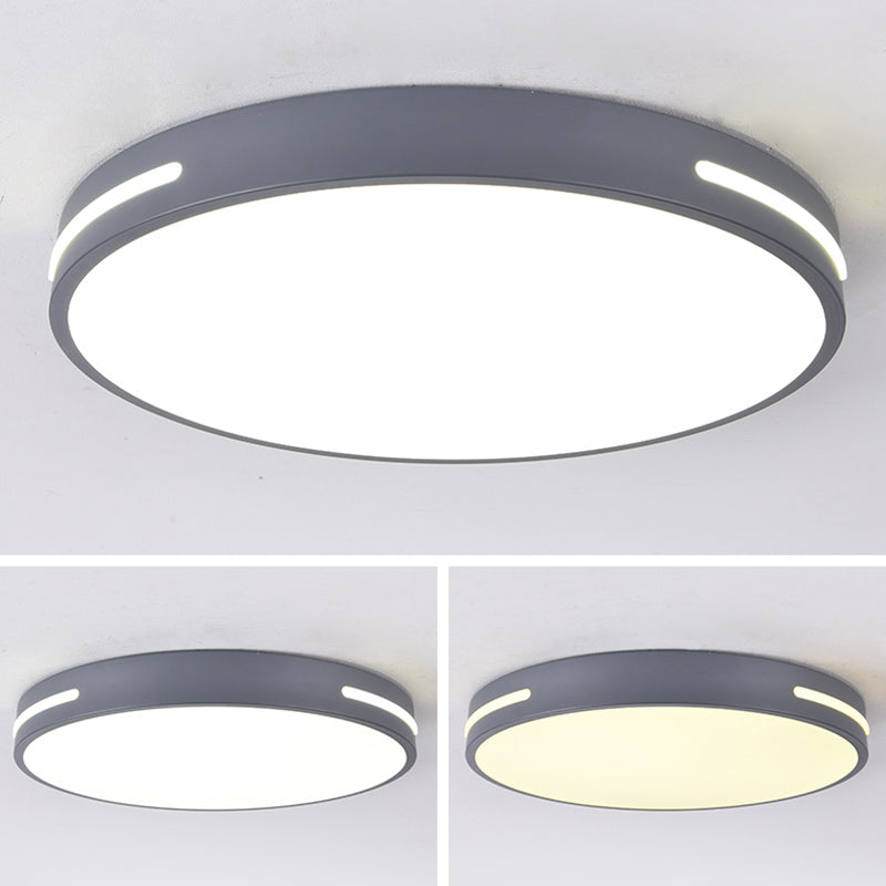 Round Shape LED Ceiling Lamp Macaroon Modern Simple Style Iron 1 Light Flush Mount