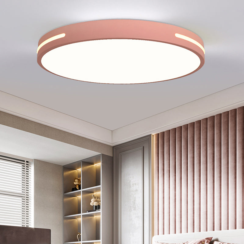 Round Shape LED Ceiling Lamp Macaroon Modern Simple Style Iron 1 Light Flush Mount