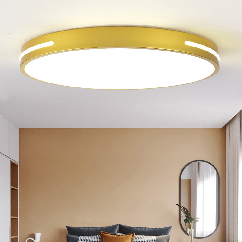 Round Shape LED Ceiling Lamp Macaroon Modern Simple Style Iron 1 Light Flush Mount