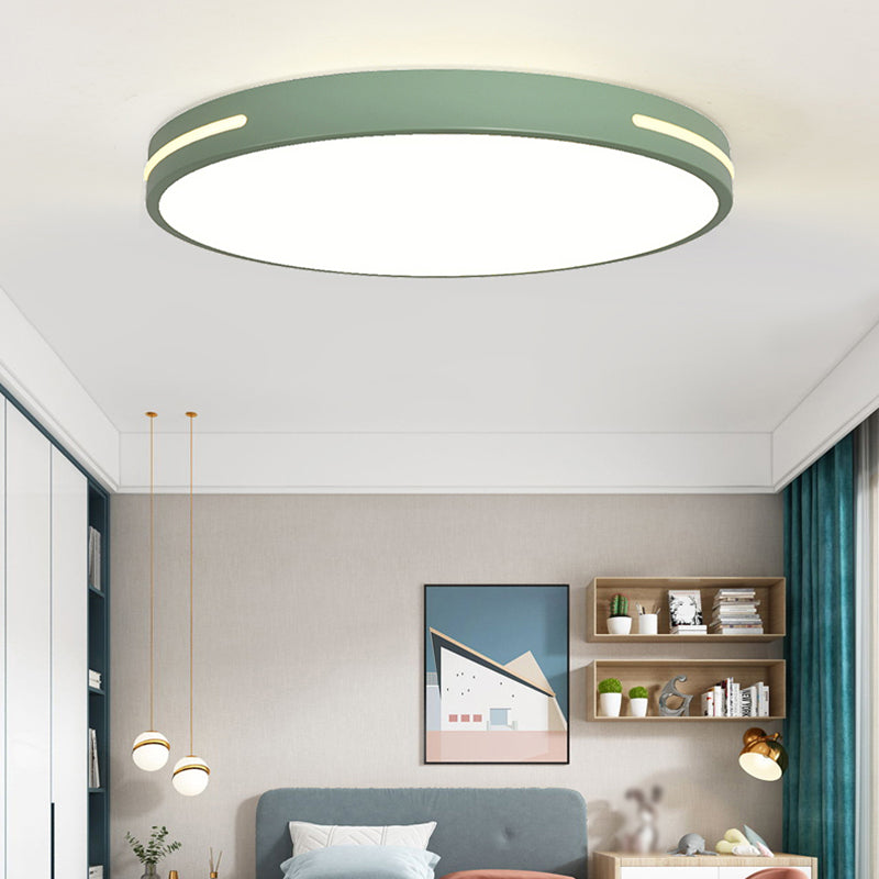 Round Shape LED Ceiling Lamp Macaroon Modern Simple Style Iron 1 Light Flush Mount