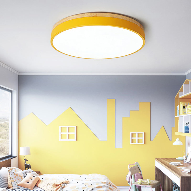 Round Shape LED Ceiling Lamp Macaroon Modern Simple Style Iron 1 Light Flush Mount for  Corridor