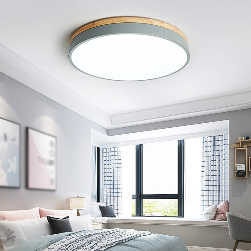 Round Shape LED Ceiling Lamp Macaroon Modern Simple Style Iron 1 Light Flush Mount for  Corridor