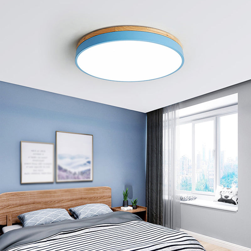 Round Shape LED Ceiling Lamp Macaroon Modern Simple Style Iron 1 Light Flush Mount for  Corridor