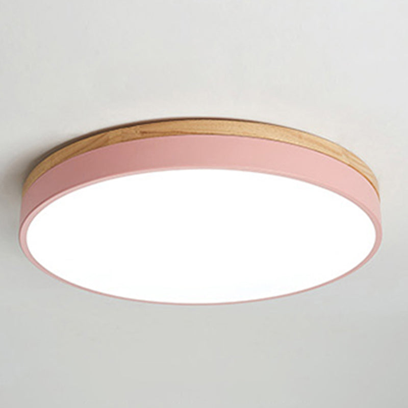 Round Shape LED Ceiling Lamp Macaroon Modern Simple Style Iron 1 Light Flush Mount for  Corridor