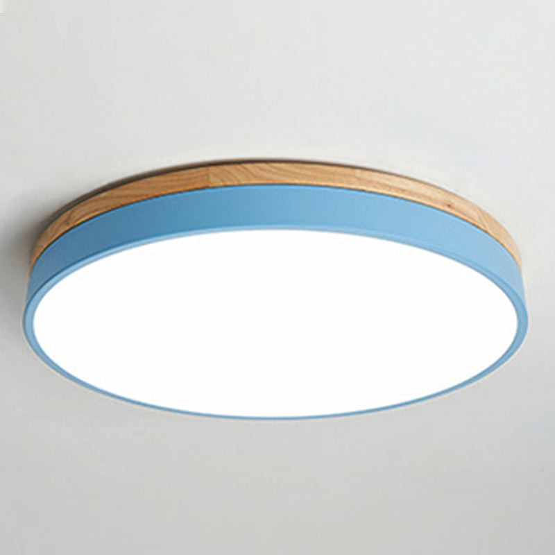 Round Shape LED Ceiling Lamp Macaroon Modern Simple Style Iron 1 Light Flush Mount for  Corridor