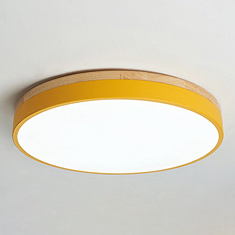 Round Shape LED Ceiling Lamp Macaroon Modern Simple Style Iron 1 Light Flush Mount for  Corridor