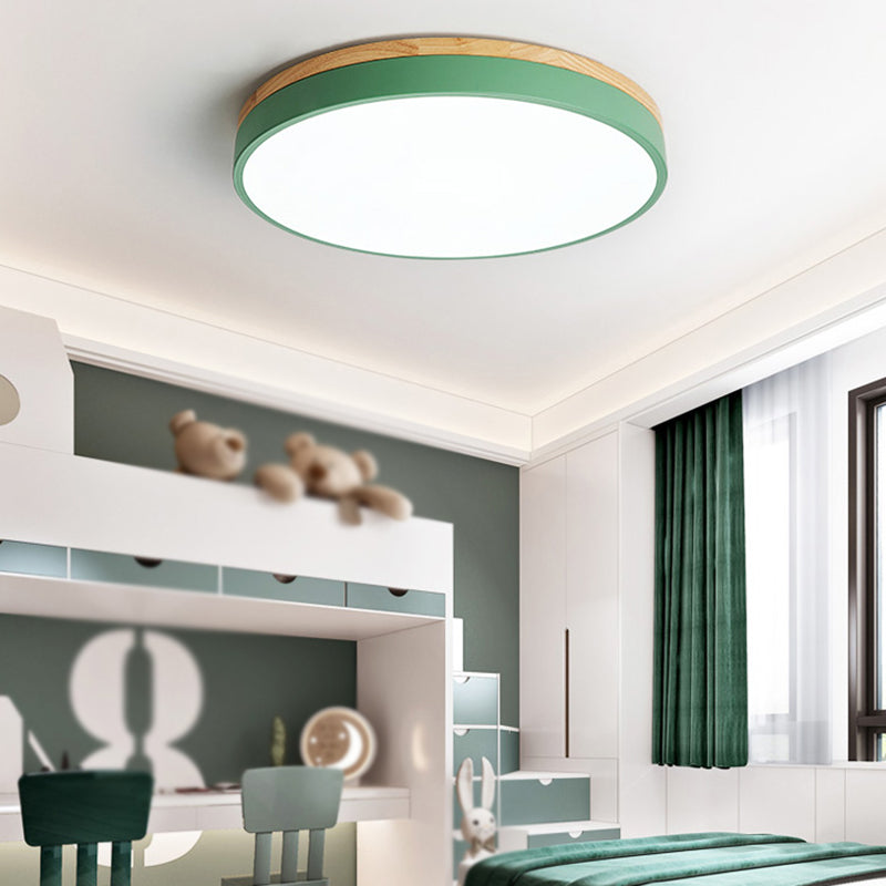 Round Shape LED Ceiling Lamp Macaroon Modern Simple Style Iron 1 Light Flush Mount for  Corridor