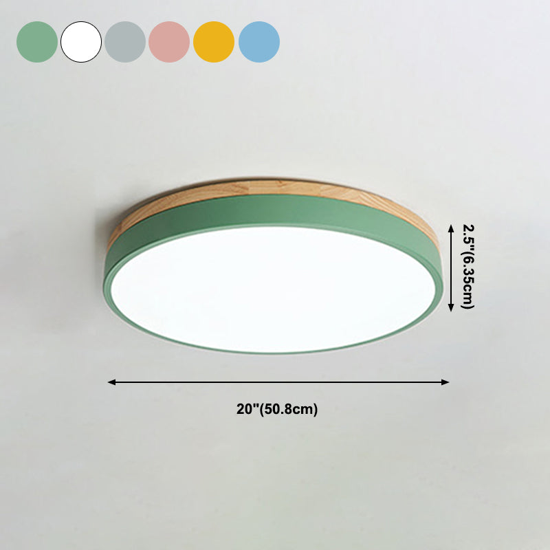 Round Shape LED Ceiling Lamp Macaroon Modern Simple Style Iron 1 Light Flush Mount for  Corridor