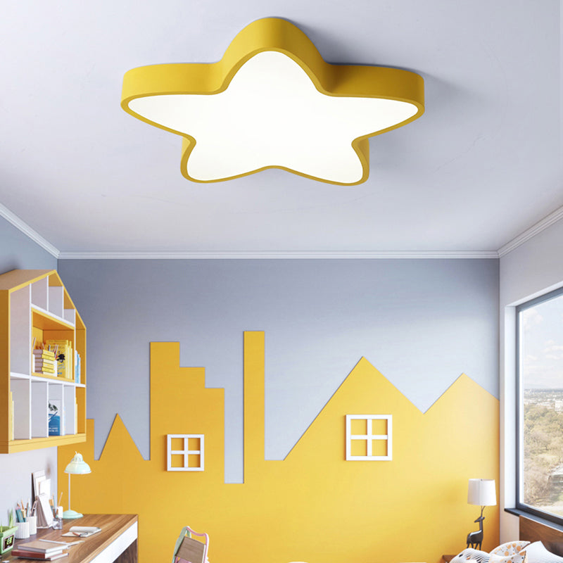 Pentagram Shape LED Ceiling Lamp Macaroon Modern Simple Style Iron 1 Light Flush Mount for Bedroom