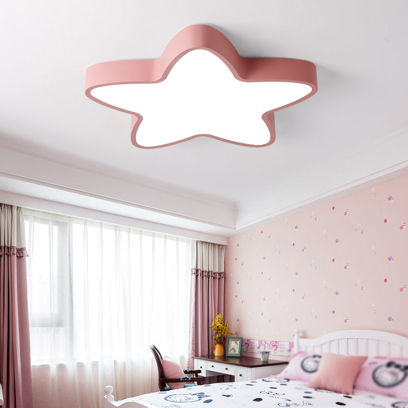 Pentagram Shape LED Ceiling Lamp Macaroon Modern Simple Style Iron 1 Light Flush Mount for Bedroom