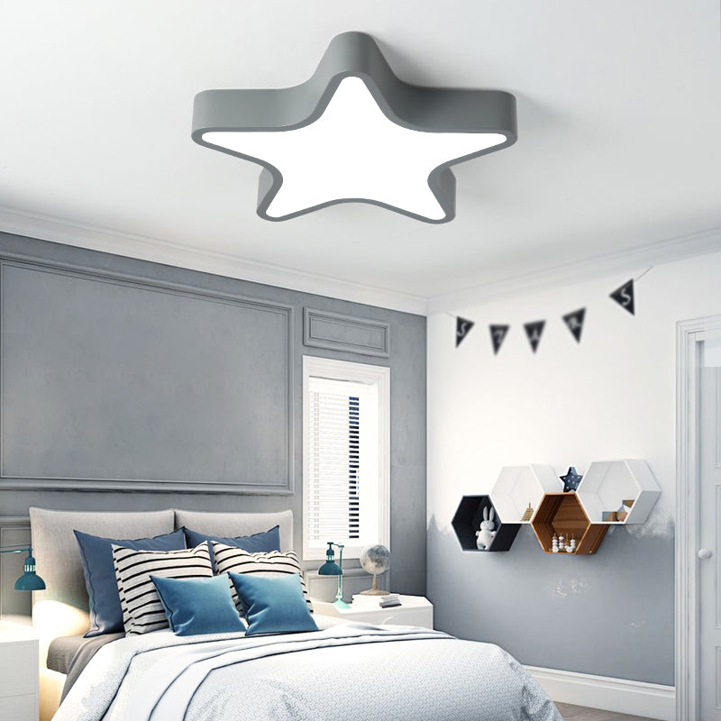 Pentagram Shape LED Ceiling Lamp Macaroon Modern Simple Style Iron 1 Light Flush Mount for Bedroom