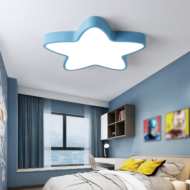 Pentagram Shape LED Ceiling Lamp Macaroon Modern Simple Style Iron 1 Light Flush Mount for Bedroom