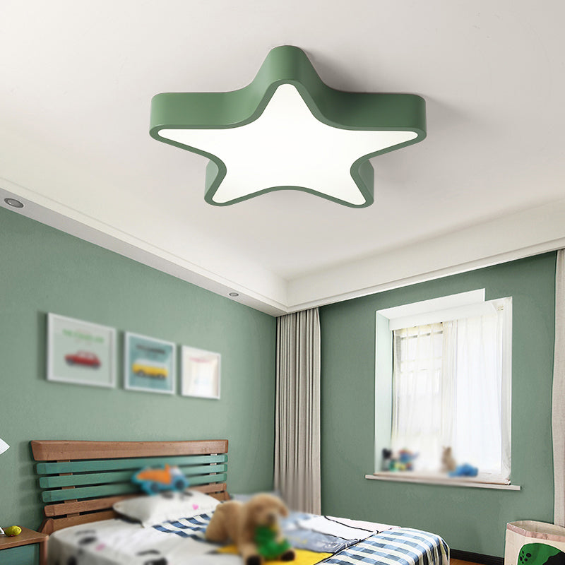 Pentagram Shape LED Ceiling Lamp Macaroon Modern Simple Style Iron 1 Light Flush Mount for Bedroom