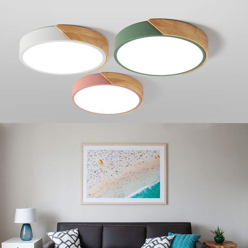 Round Shape LED Ceiling Lamp Macaroon Modern Style Iron 1 Light Flush Mount