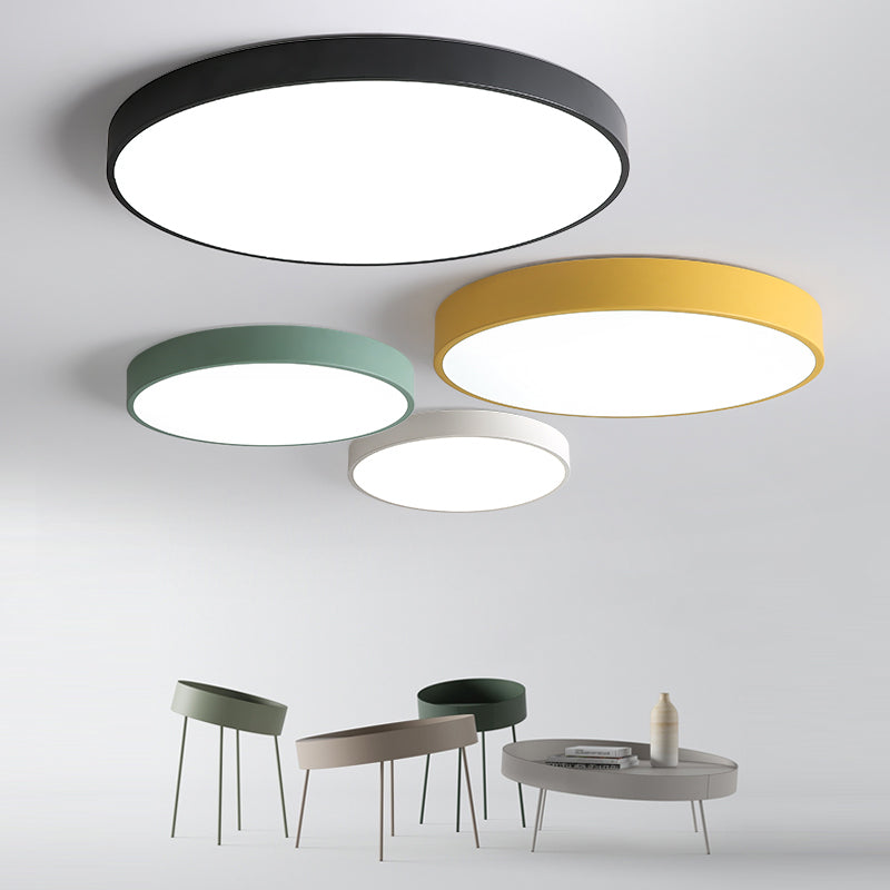 Round Shape LED Ceiling Lamp Macaroon Modern Simple Style Iron Flush Mount for Dining Room