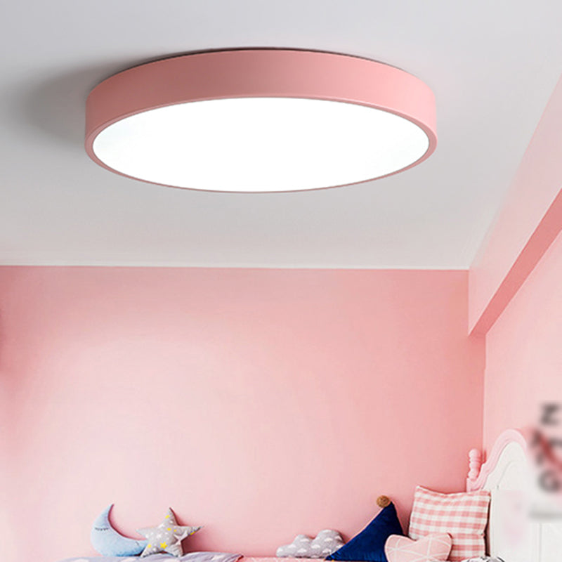 Round Shape LED Ceiling Lamp Macaroon Modern Simple Style Iron Flush Mount for Dining Room