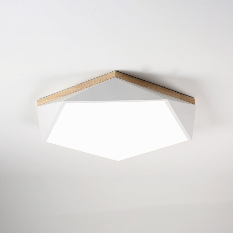 Pentagon Shape LED Ceiling Lamp Macaroon Modern Simple Style Iron Flush Mount for Bedroom