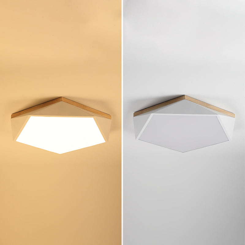 Pentagon Shape LED Ceiling Lamp Macaroon Modern Simple Style Iron Flush Mount for Bedroom