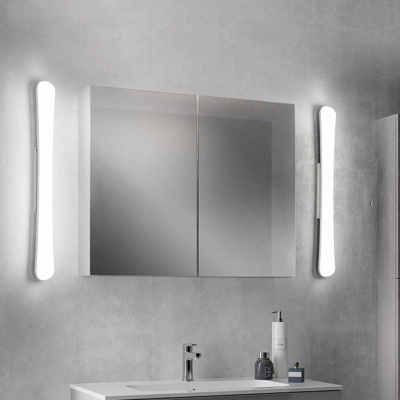 Modern Plastic Vanity Light Straight 1 Light Mirror Light in White for Bathroom