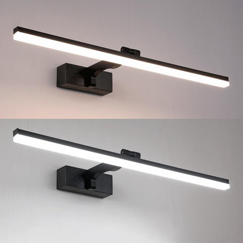 Modern Aluminum Vanity Light Straight 1 Light Mirror Light in Black for Bathroom