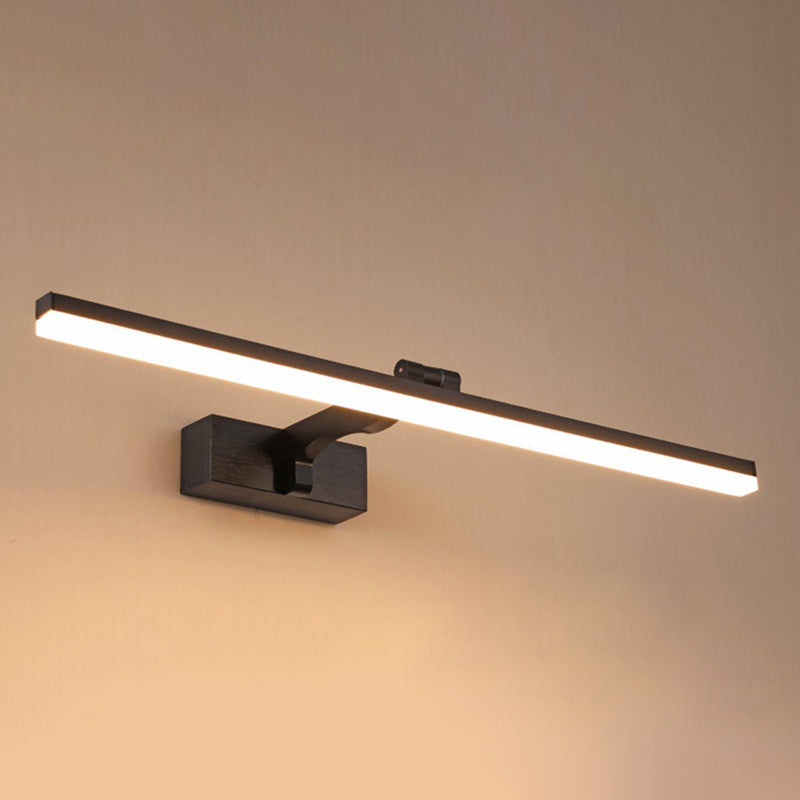 Modern Aluminum Vanity Light Straight 1 Light Mirror Light in Black for Bathroom