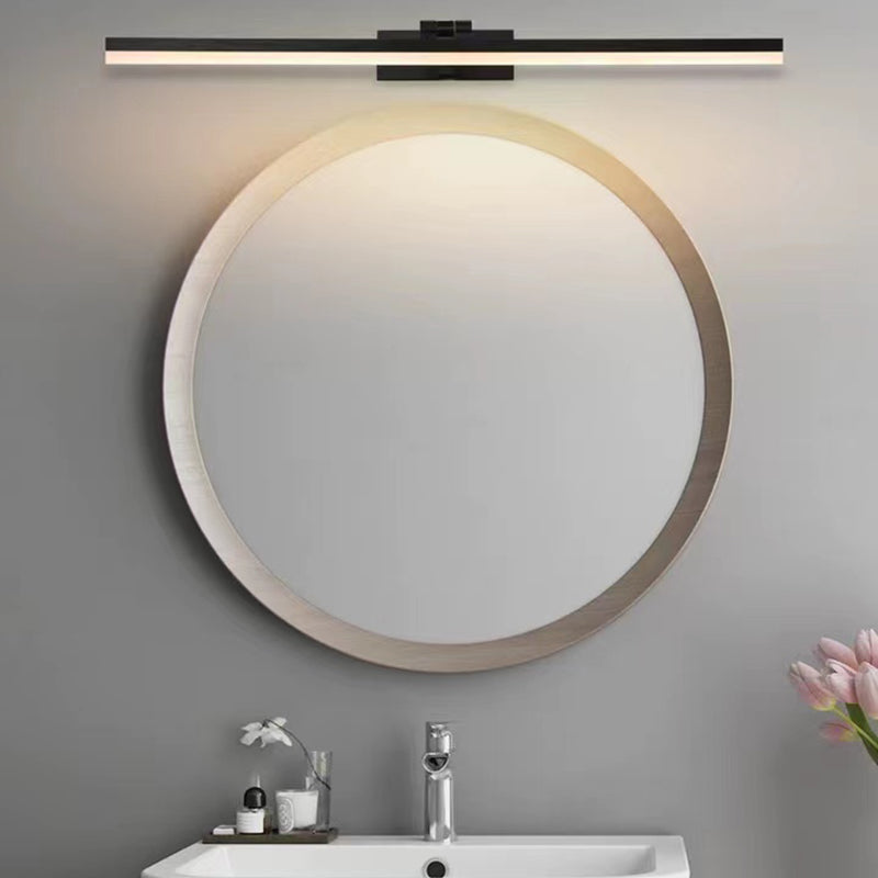 Modern Aluminum Vanity Light Straight 1 Light Mirror Light in Black for Bathroom