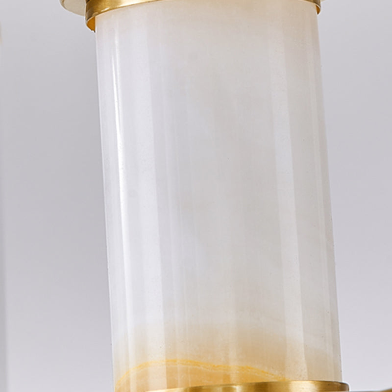 American Style Pendant Light Cylindrical Glass Shade Chandelier Lighting for Bedroom