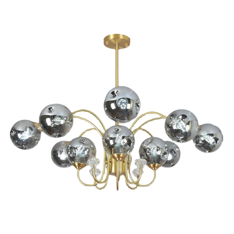 Modern Style Chandelier Light Fixture Globe Glass Hanging Light with Crystal