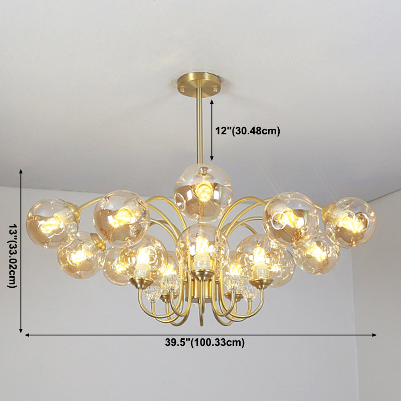 Modern Style Chandelier Light Fixture Globe Glass Hanging Light with Crystal