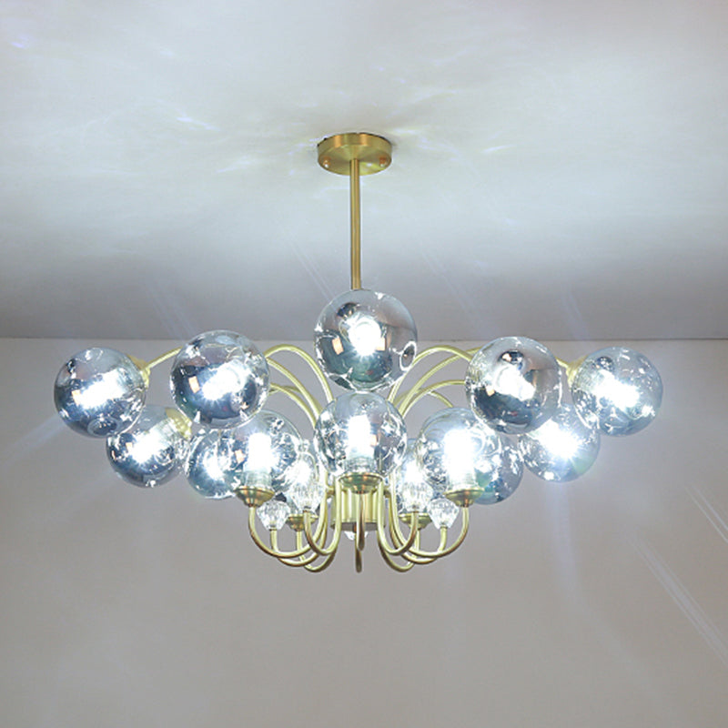 Modern Style Chandelier Light Fixture Globe Glass Hanging Light with Crystal