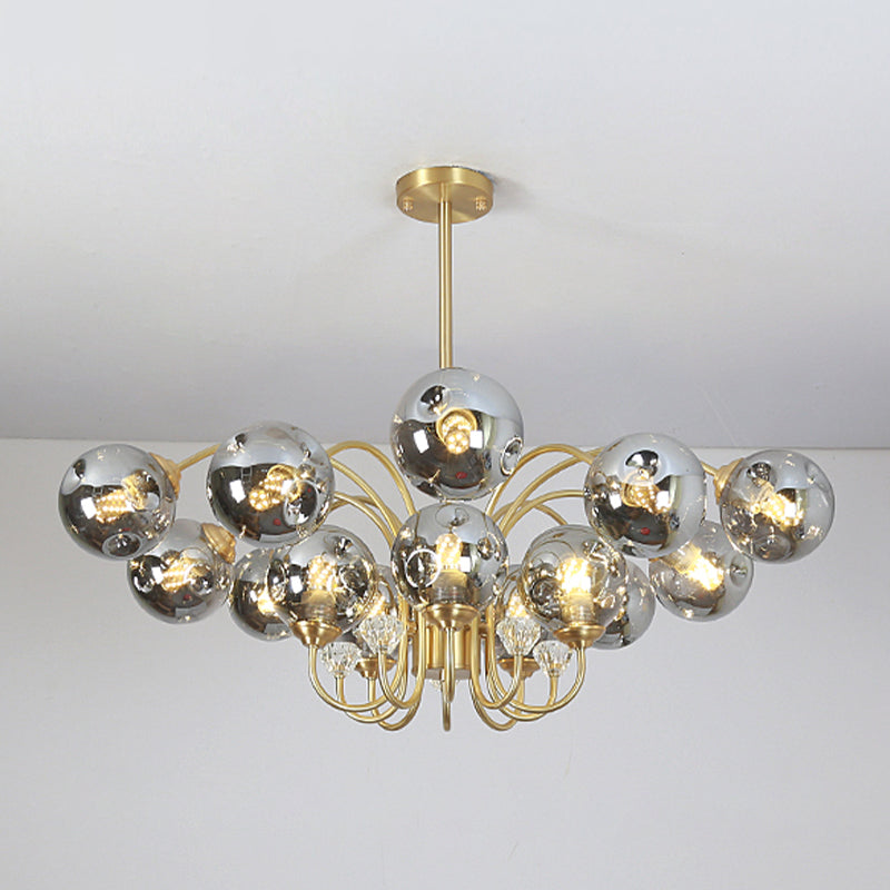 Modern Style Chandelier Light Fixture Globe Glass Hanging Light with Crystal