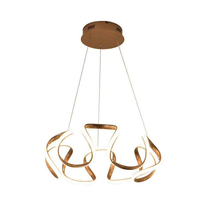 Twisting Shade Chandelier Light Modern Metal 1 Light Chandelier Lighting Fixture in Gold