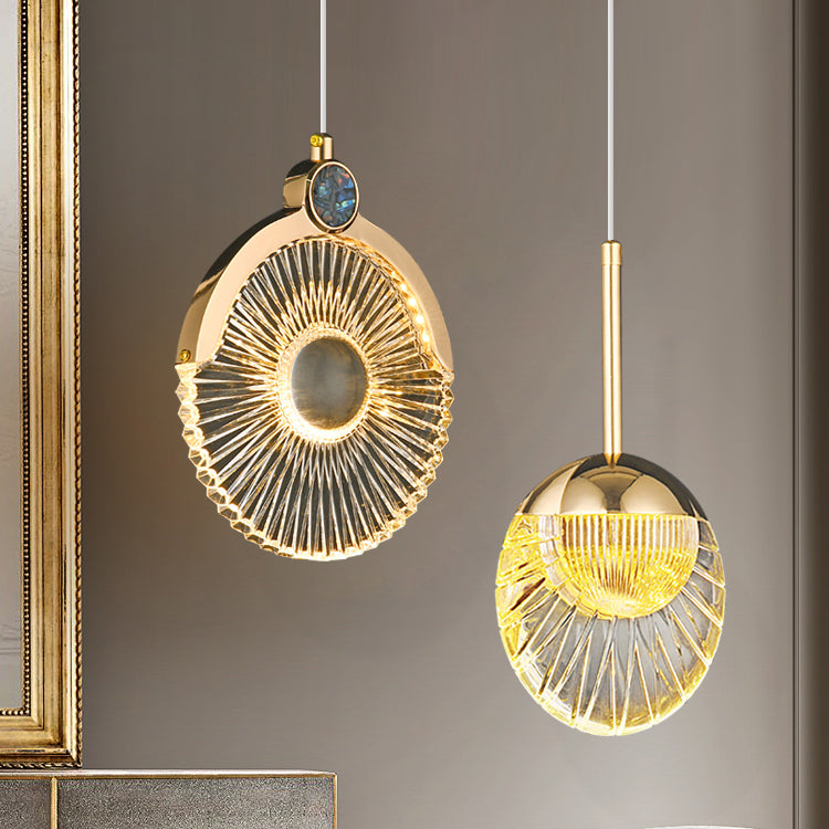 Round Shape Hanging Lights Modern Style Metal Hanging Light Fixtures in Gold