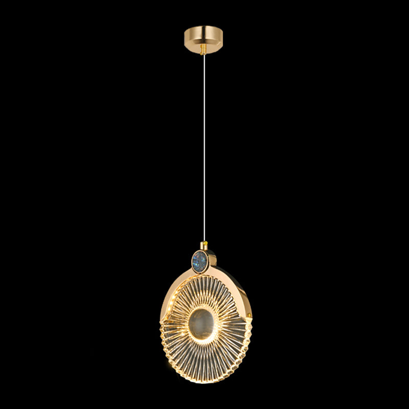 Round Shape Hanging Lights Modern Style Metal Hanging Light Fixtures in Gold