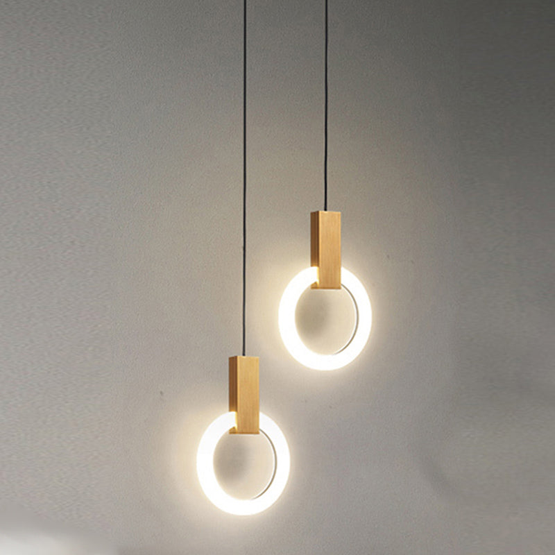 Modern Style Circle Shape Hanging Lights Metal Hanging Light Fixtures in Gold