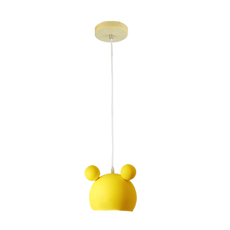 Metal Mickey Shade Hanging Lights Modern Macaron Style 1 Light Hanging Mount Fixture for Bedroom