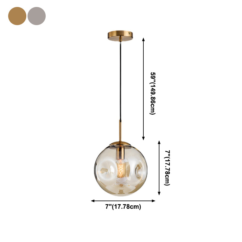 Contemporary Down Mini Pendant Glass Global Hanging Ceiling Light with 1 Light