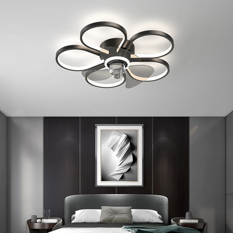 Nordic Style Metal Ceiling Fan Lamp Geometry Circle Ceiling Fan Light for Bedroom