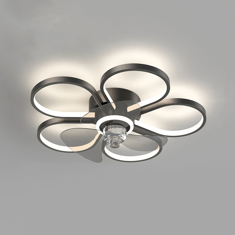 Nordic Style Metal Ceiling Fan Lamp Geometry Circle Ceiling Fan Light for Bedroom