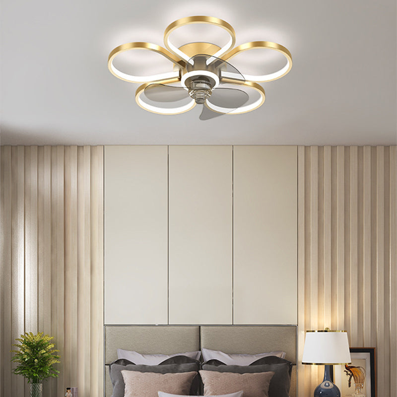 Nordic Style Metal Ceiling Fan Lamp Geometry Circle Ceiling Fan Light for Bedroom