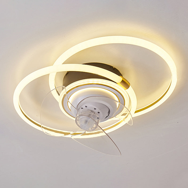 Simple LED Ceiling Fan Light Modern Ceiling Mount Lamp with Acrylic Shade for Living Room