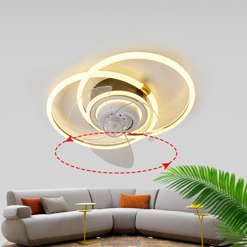 Simple LED Ceiling Fan Light Modern Ceiling Mount Lamp with Acrylic Shade for Living Room