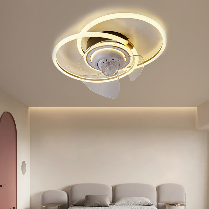 Simple LED Ceiling Fan Light Modern Ceiling Mount Lamp with Acrylic Shade for Living Room