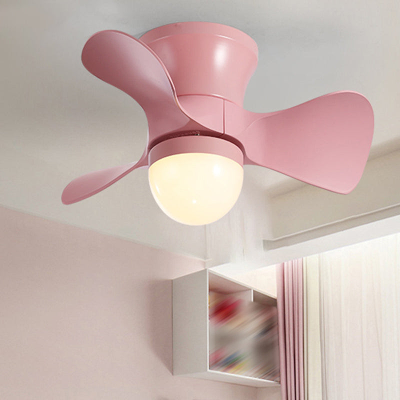 Children Ceiling Fan Light 1-Light LED Ceiling Mount Lamp with Acrylic Shade for Bedroom