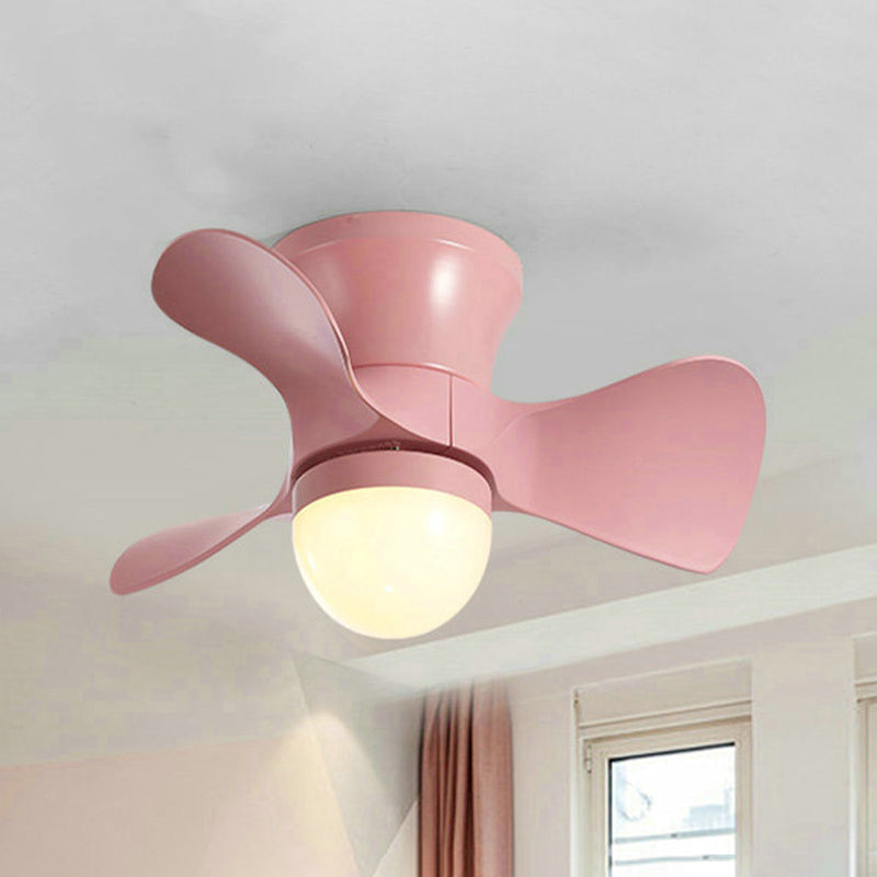 Children Ceiling Fan Light 1-Light LED Ceiling Mount Lamp with Acrylic Shade for Bedroom